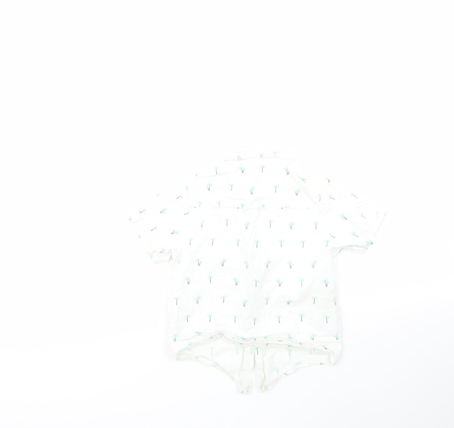 Matalan Boys Multicoloured Geometric 100% Cotton Basic Button-Up Size 4-5 Years Collared  - palm trees