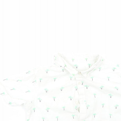 Matalan Boys Multicoloured Geometric 100% Cotton Basic Button-Up Size 4-5 Years Collared  - palm trees