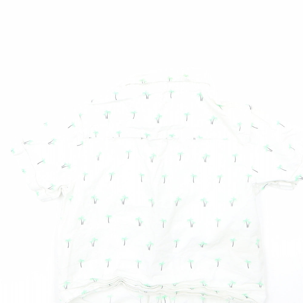 Matalan Boys Multicoloured Geometric 100% Cotton Basic Button-Up Size 4-5 Years Collared  - palm trees