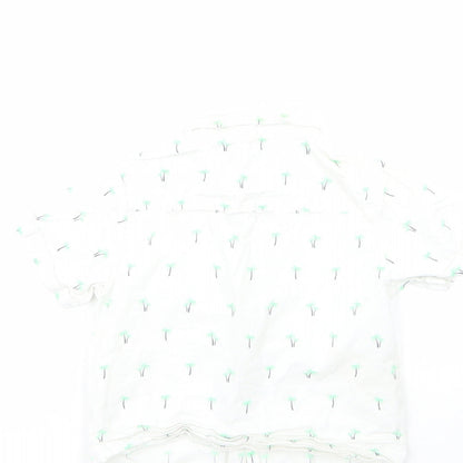 Matalan Boys Multicoloured Geometric 100% Cotton Basic Button-Up Size 4-5 Years Collared  - palm trees