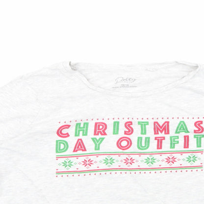 pretty Womens Grey Geometric Cotton Top Pyjama Top    - CHRISMTAS