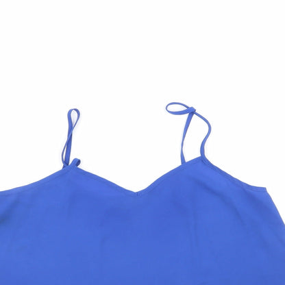 Topshop Womens Blue  Polyester Basic Blouse Size 10 Round Neck
