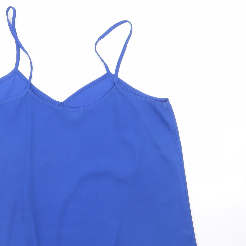 Topshop Womens Blue  Polyester Basic Blouse Size 10 Round Neck