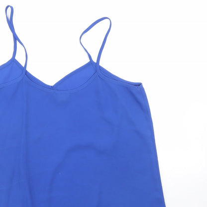 Topshop Womens Blue  Polyester Basic Blouse Size 10 Round Neck