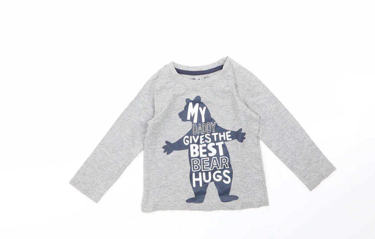 Rebel Baby Grey  Cotton Basic T-Shirt Size 18-24 Months Roll Neck