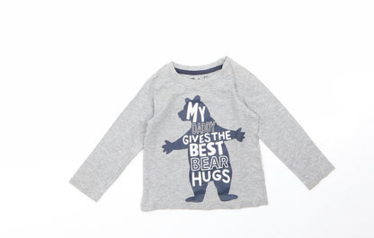 Rebel Baby Grey  Cotton Basic T-Shirt Size 18-24 Months Roll Neck