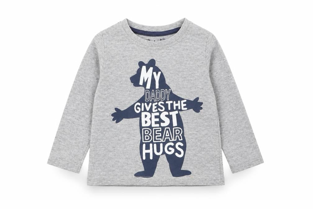 Front view of Rebel Baby Grey Cotton Basic T-Shirt, size 18-24, Months Roll Neck