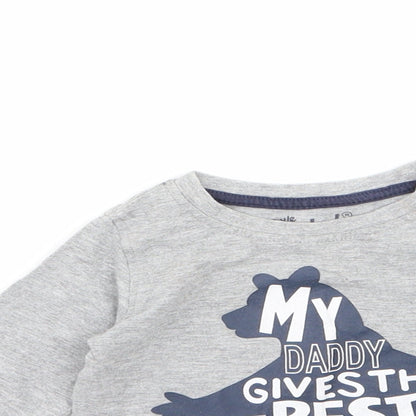 Rebel Baby Grey  Cotton Basic T-Shirt Size 18-24 Months Roll Neck
