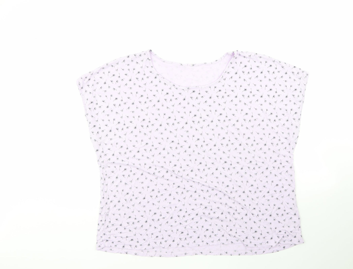 George Womens Purple Floral Viscose Basic T-Shirt Size 20 Round Neck