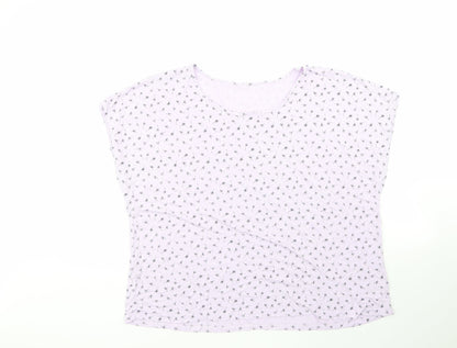 George Womens Purple Floral Viscose Basic T-Shirt Size 20 Round Neck