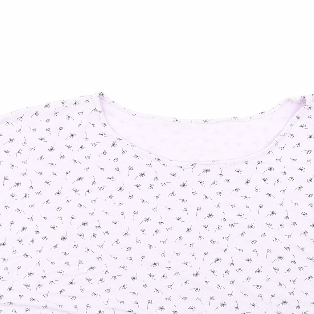 George Womens Purple Floral Viscose Basic T-Shirt Size 20 Round Neck