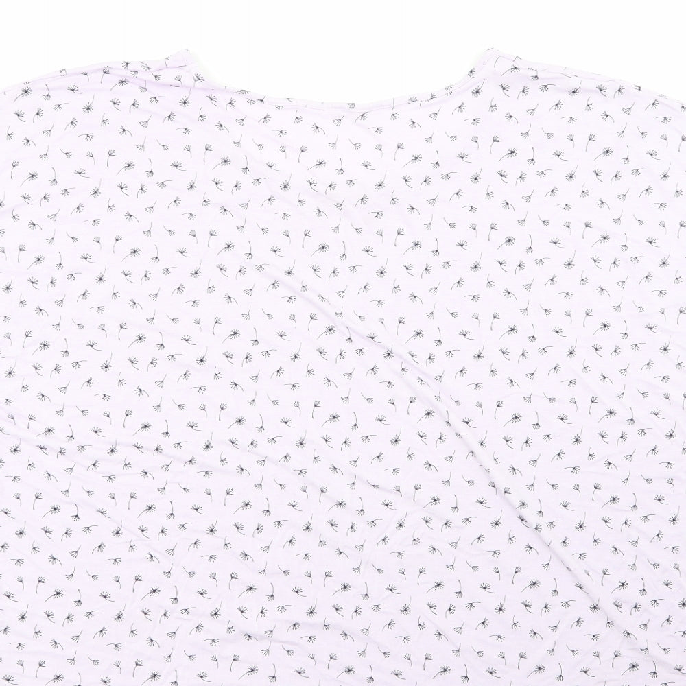 George Womens Purple Floral Viscose Basic T-Shirt Size 20 Round Neck