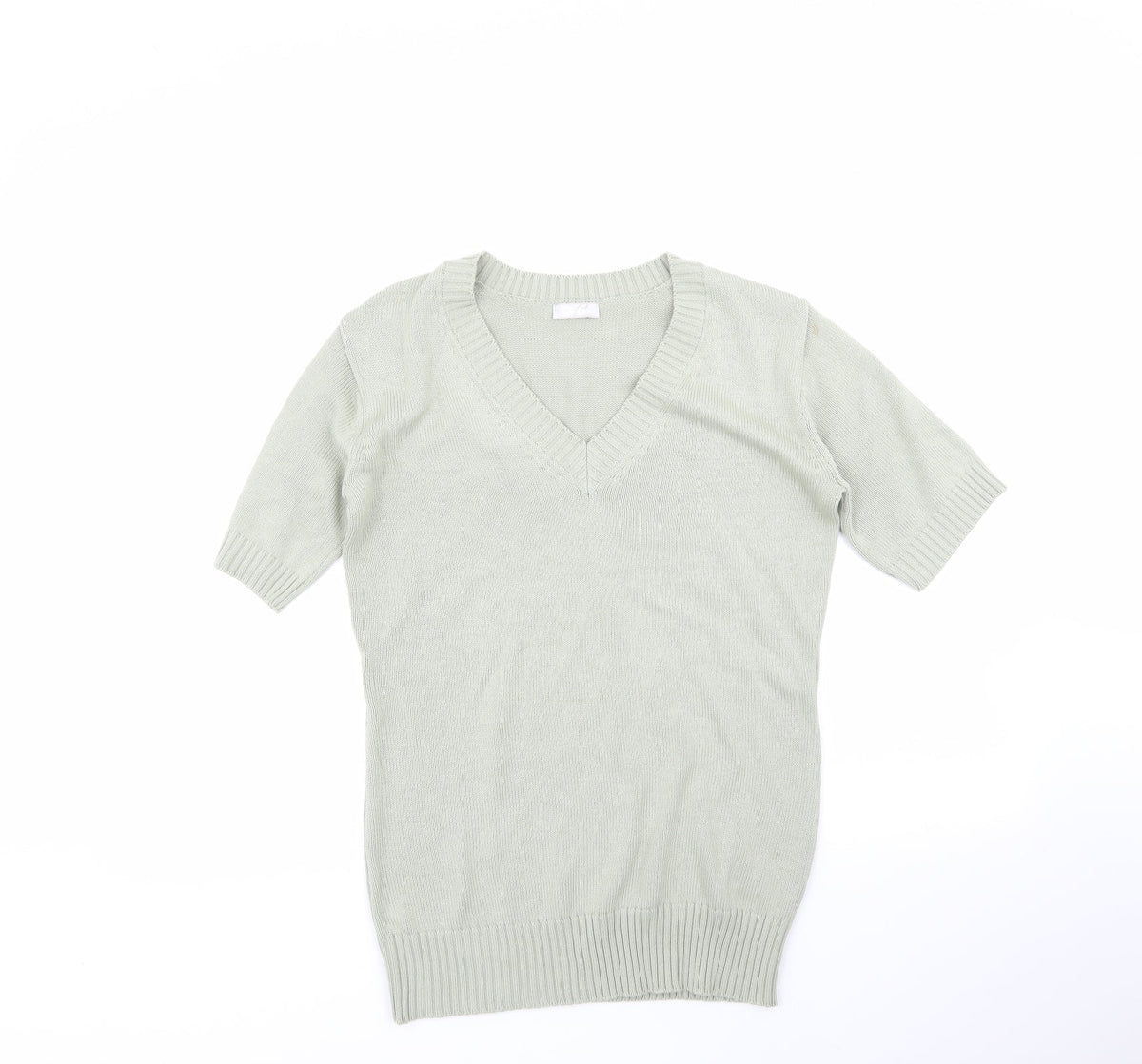Additional front view of Cheer women’s green round neck acrylic jumper, size UK 14