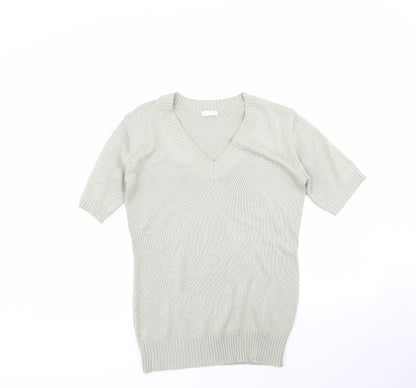 Additional front view of Cheer women’s green round neck acrylic jumper, size UK 14