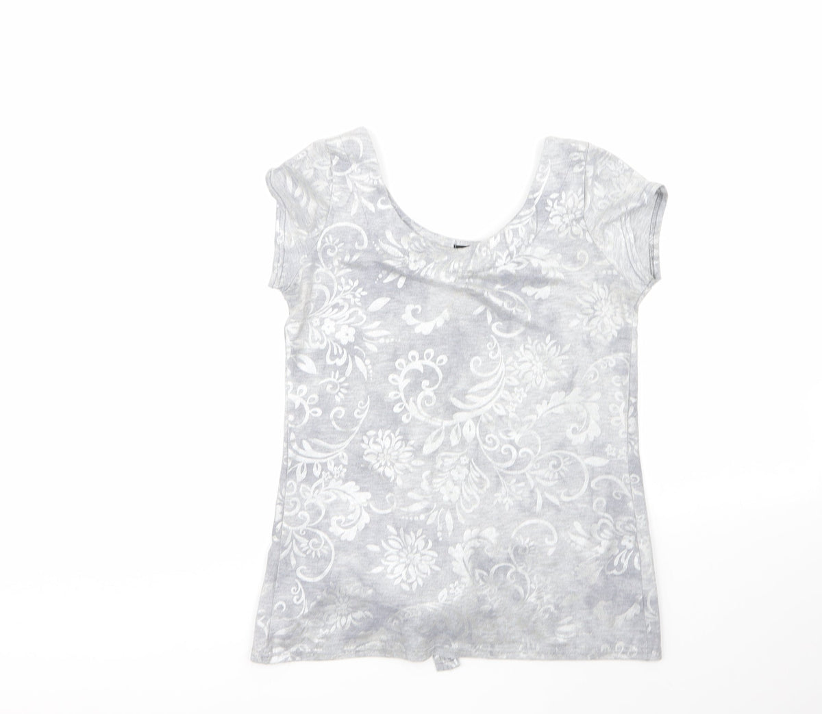 Additional front view of fii women’s grey floral viscose basic blouse, size M, roll neck