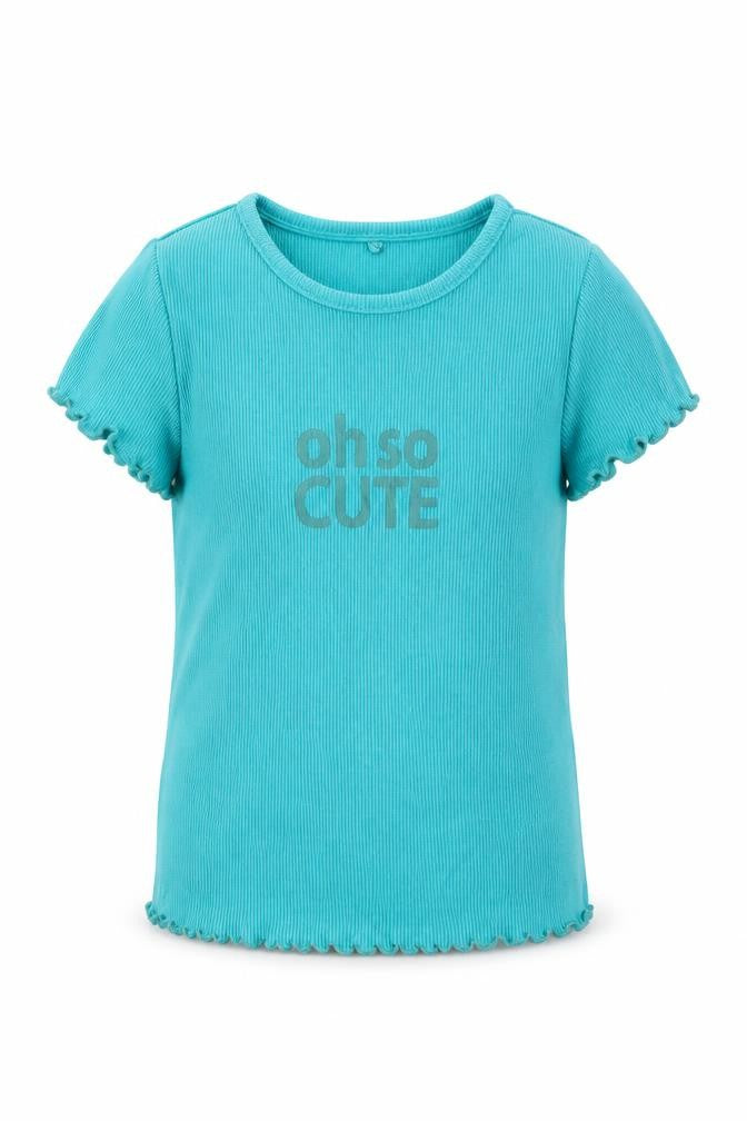 Front view of George girls’ green cotton basic t-shirt, size 2-3, years round neck