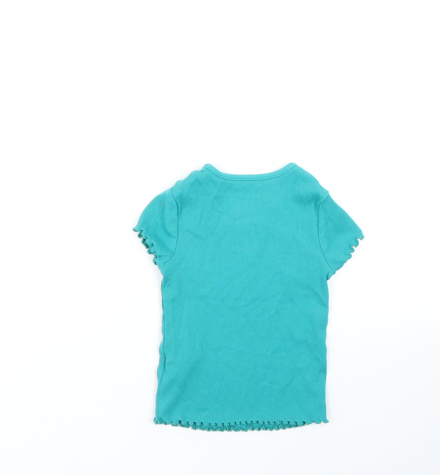 George Girls Green  Cotton Basic T-Shirt Size 2-3 Years Round Neck