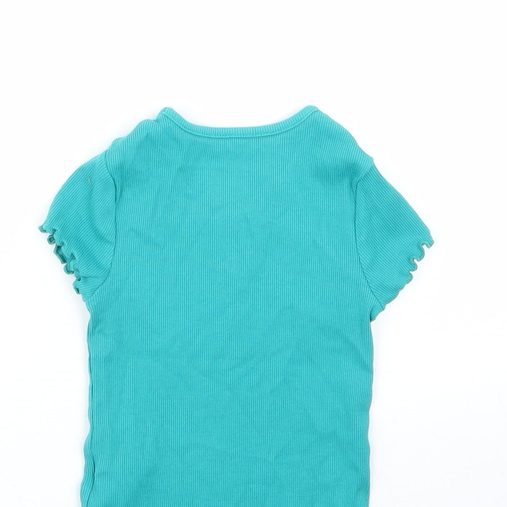 George Girls Green  Cotton Basic T-Shirt Size 2-3 Years Round Neck