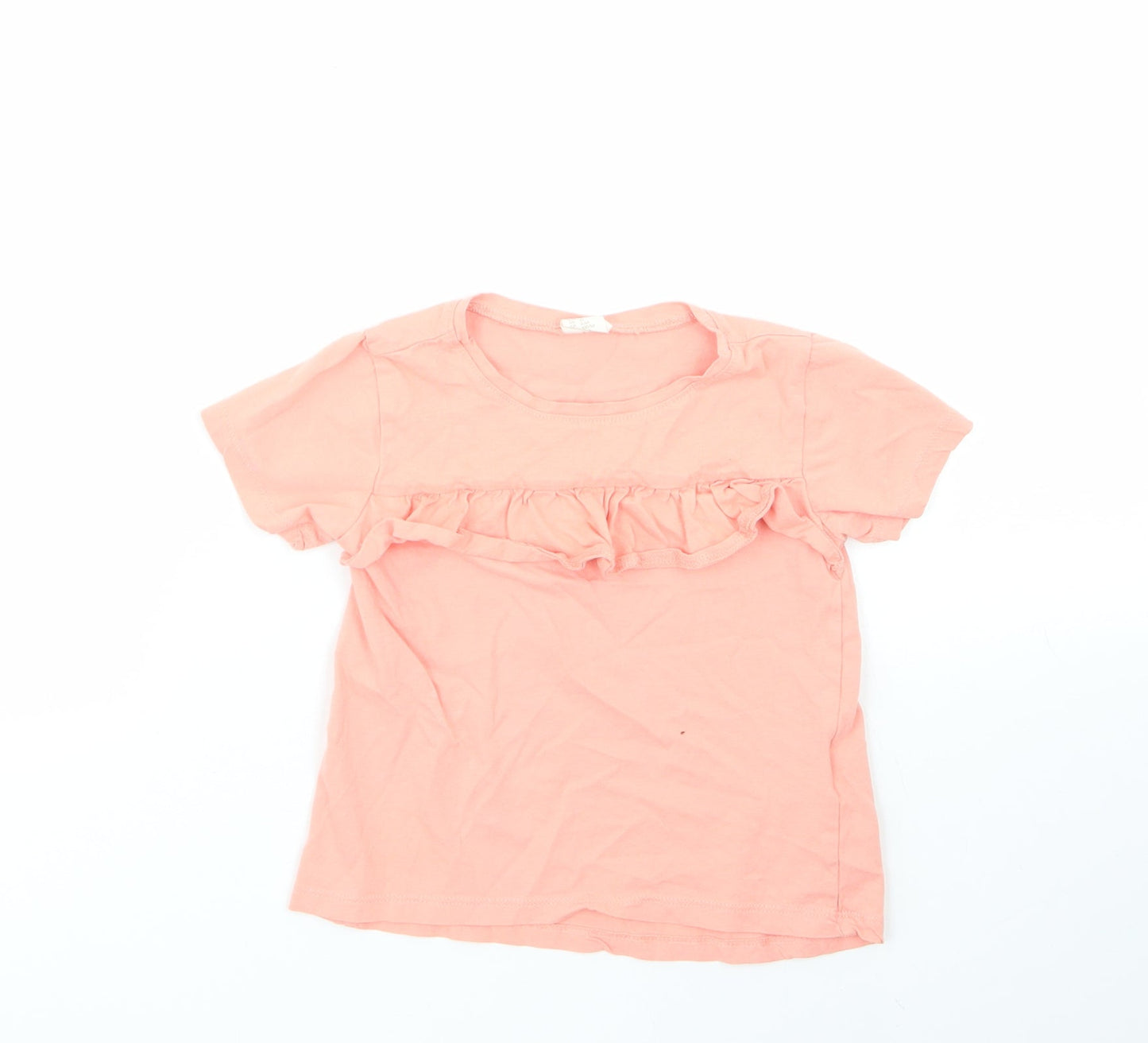 H&M Girls Orange  100% Cotton Basic T-Shirt Size 2-3 Years Round Neck