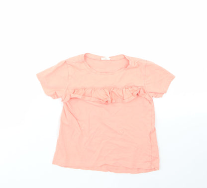 H&M Girls Orange  100% Cotton Basic T-Shirt Size 2-3 Years Round Neck