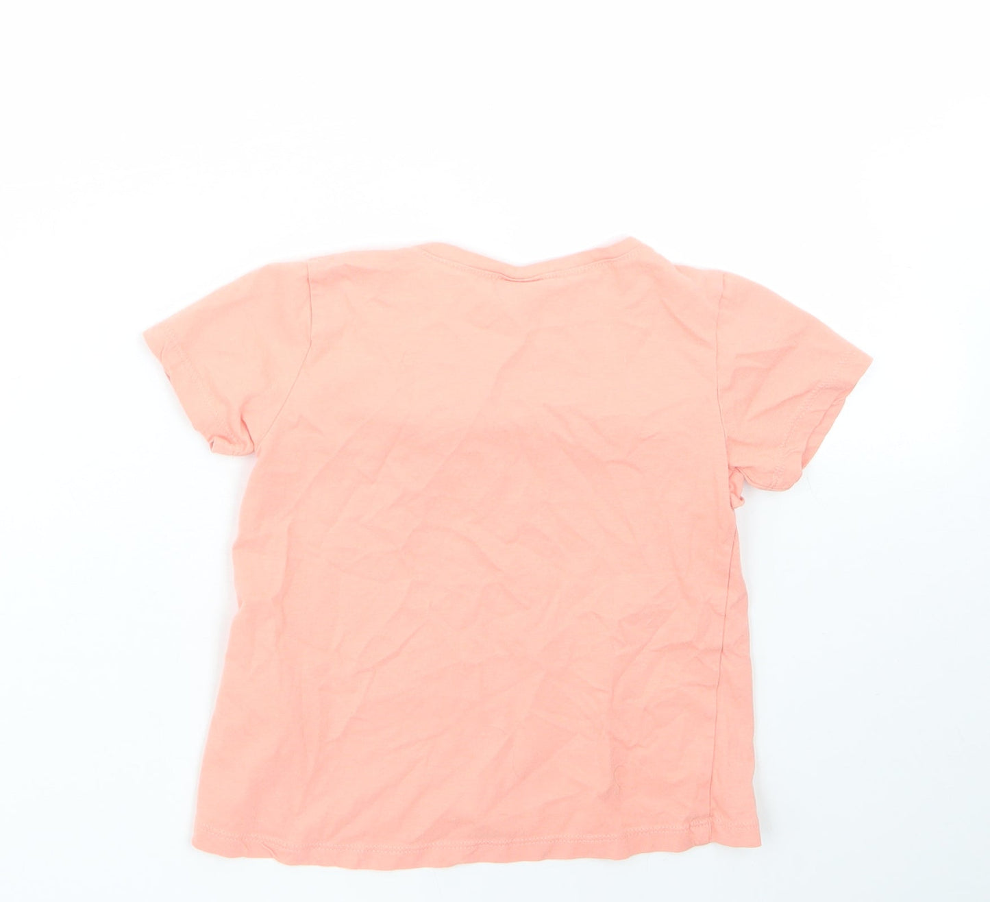H&M Girls Orange  100% Cotton Basic T-Shirt Size 2-3 Years Round Neck