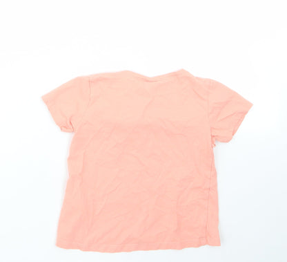H&M Girls Orange  100% Cotton Basic T-Shirt Size 2-3 Years Round Neck
