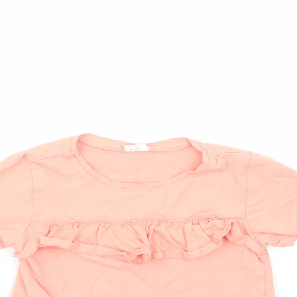 H&M Girls Orange  100% Cotton Basic T-Shirt Size 2-3 Years Round Neck