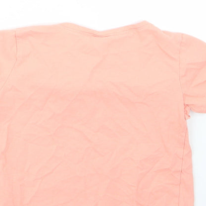 H&M Girls Orange  100% Cotton Basic T-Shirt Size 2-3 Years Round Neck