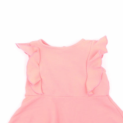 rimark Girls Orange  Polyester Fit & Flare  Size 5-6 Years  Round Neck