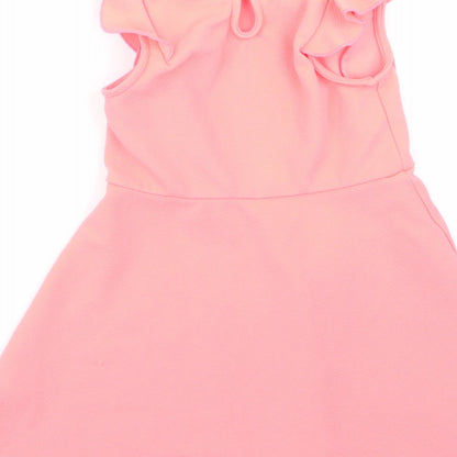 rimark Girls Orange  Polyester Fit & Flare  Size 5-6 Years  Round Neck