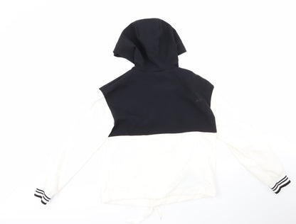 Back view of Primark women’s white striped polyester full zip hoodie, size UK 4