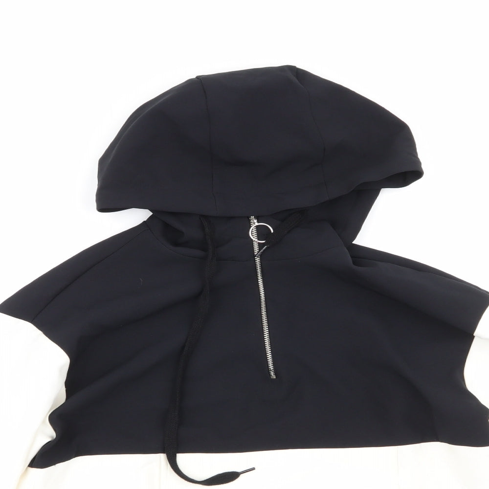 Close-up detail of Primark women’s white striped polyester full zip hoodie, size UK 4