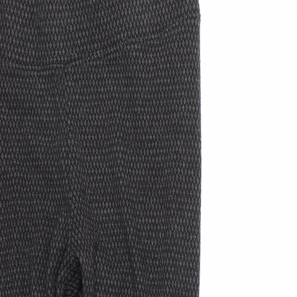 Marks and Spencer Womens Grey Geometric Polyester Cropped Leggings Size 10 L22 in