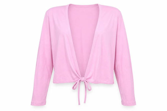 Front view of ASOS women’s pink v-neck cotton cardigan jumper, size UK 14
