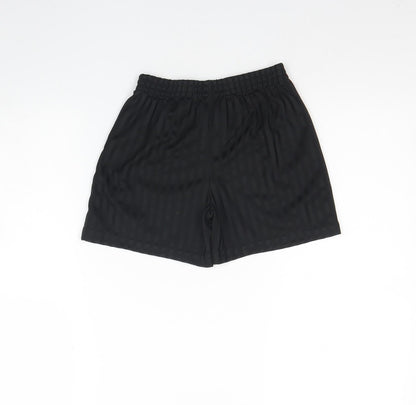 Back view of George boys’ black striped polyester sweat shorts, size 7, years regular