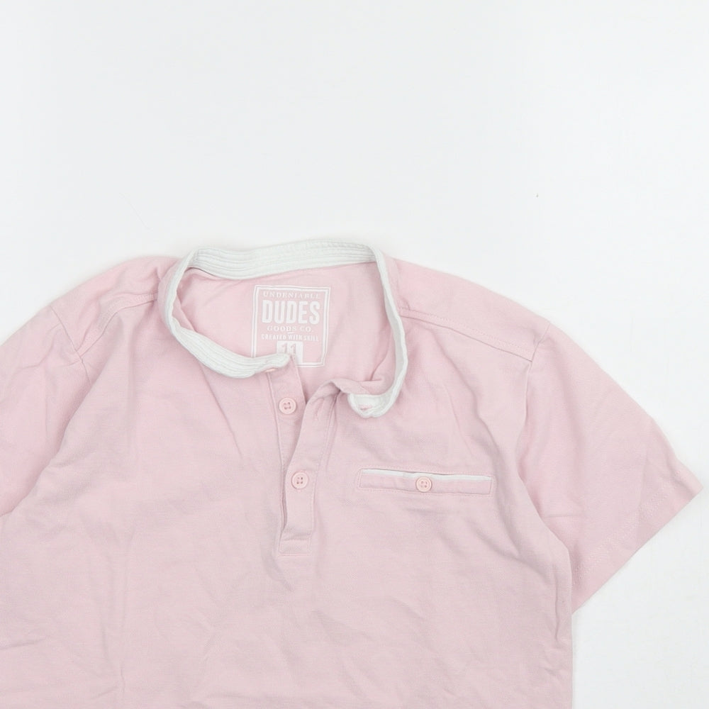 Undeniable Dudes Boys Pink  Cotton Basic Polo Size 11 Years Round Neck Button