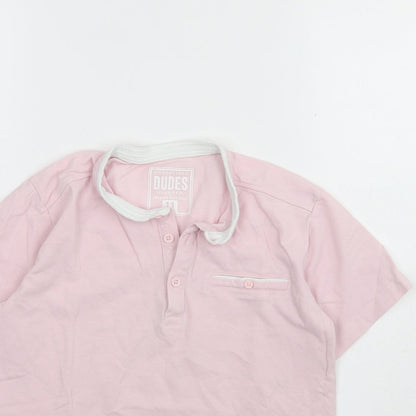 Undeniable Dudes Boys Pink  Cotton Basic Polo Size 11 Years Round Neck Button