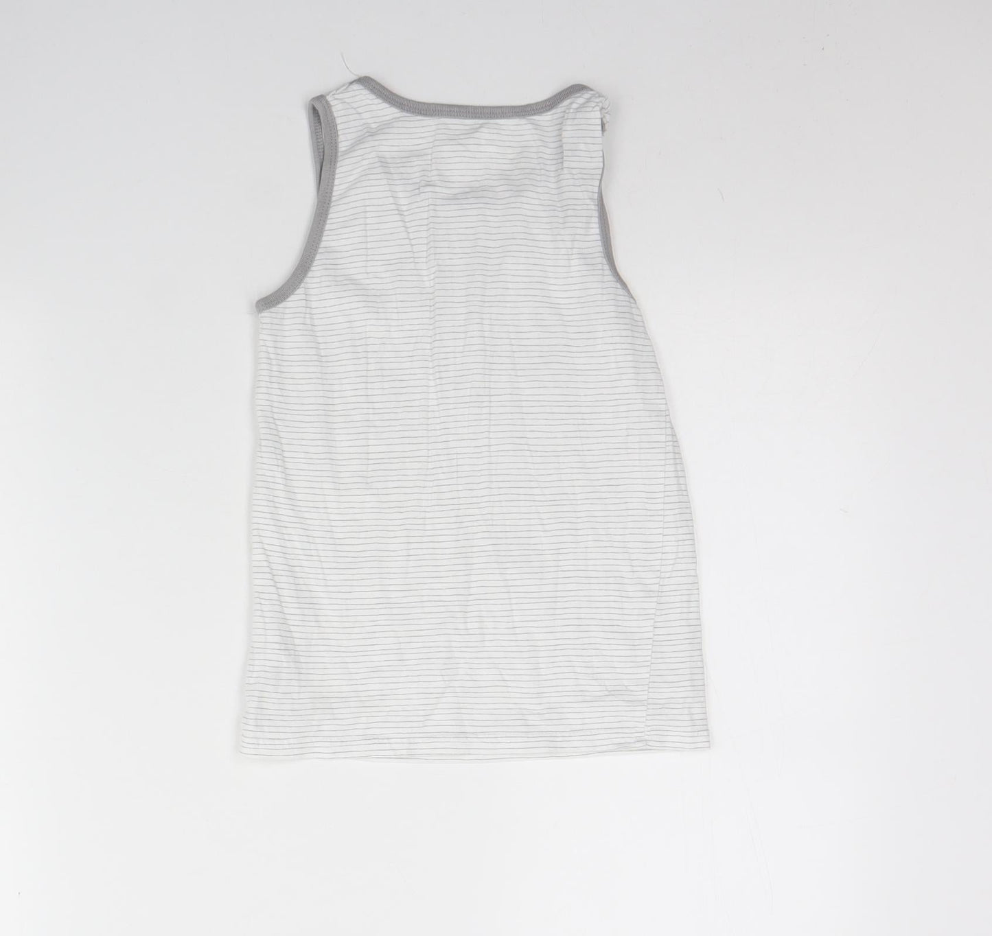 George Girls Grey Striped Cotton Basic Tank Size 8 Years Round Neck