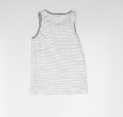 George Girls Grey Striped Cotton Basic Tank Size 8 Years Round Neck