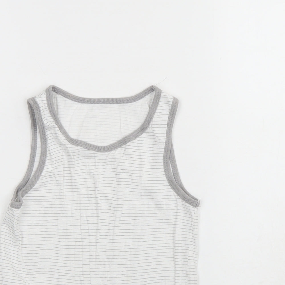 George Girls Grey Striped Cotton Basic Tank Size 8 Years Round Neck