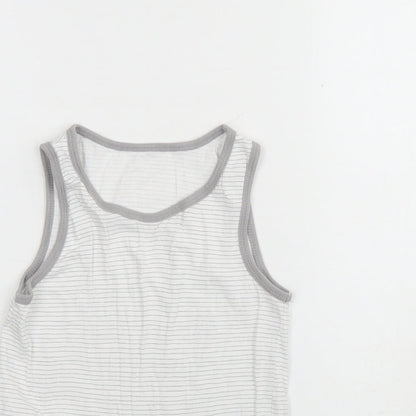 George Girls Grey Striped Cotton Basic Tank Size 8 Years Round Neck