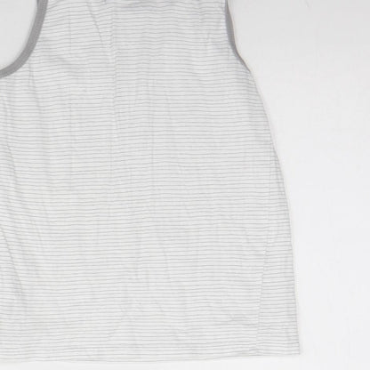 George Girls Grey Striped Cotton Basic Tank Size 8 Years Round Neck