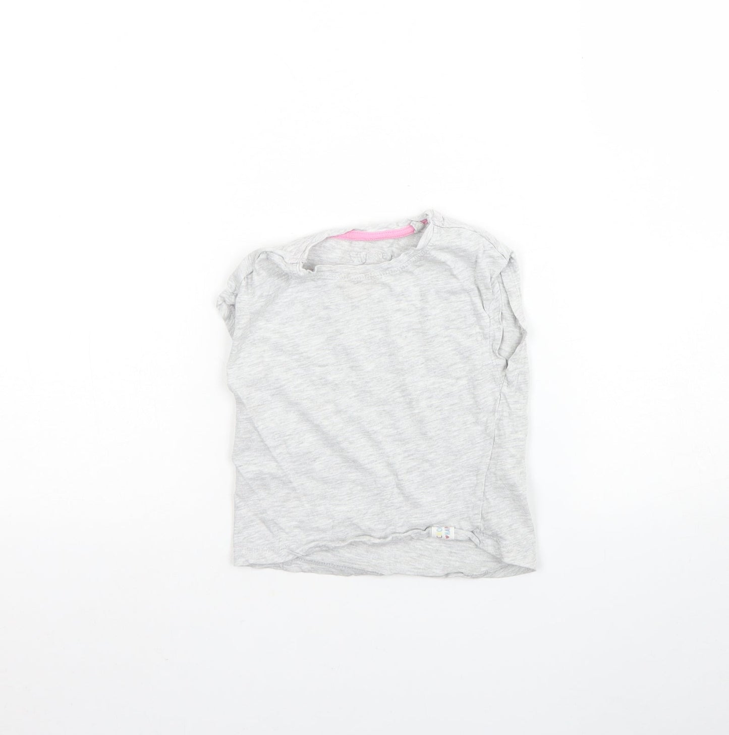lily & Dan Girls Grey  Cotton Basic T-Shirt Size 3 Years Round Neck