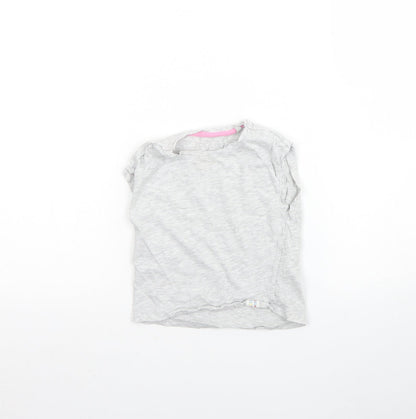 lily & Dan Girls Grey  Cotton Basic T-Shirt Size 3 Years Round Neck