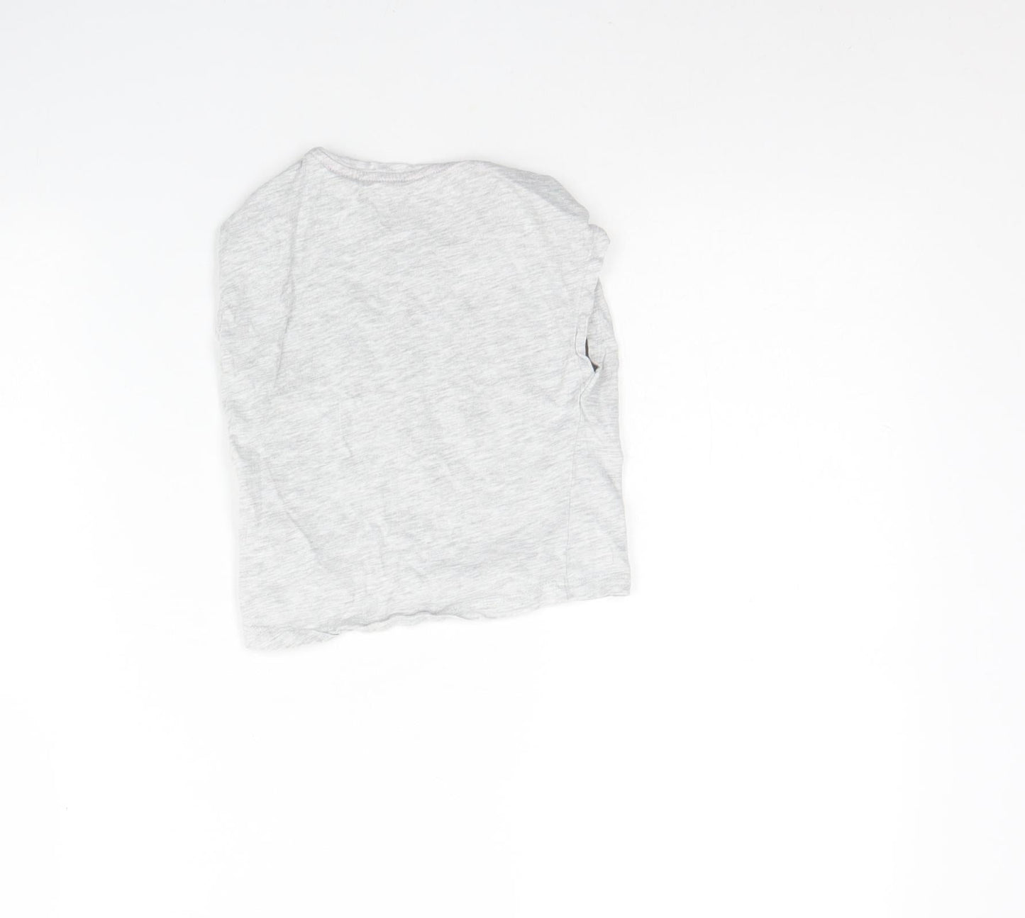 lily & Dan Girls Grey  Cotton Basic T-Shirt Size 3 Years Round Neck