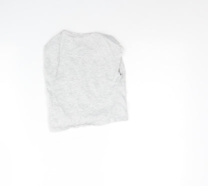 lily & Dan Girls Grey  Cotton Basic T-Shirt Size 3 Years Round Neck