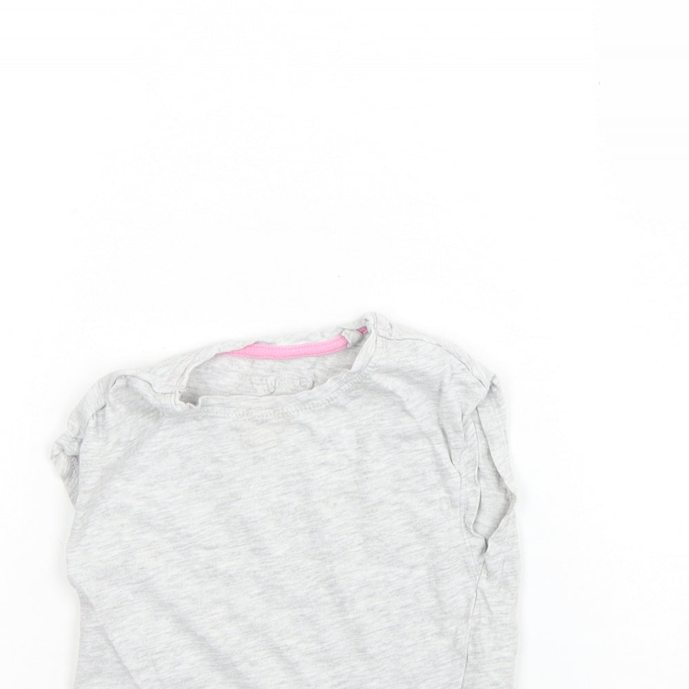 lily & Dan Girls Grey  Cotton Basic T-Shirt Size 3 Years Round Neck