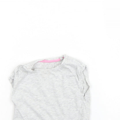 lily & Dan Girls Grey  Cotton Basic T-Shirt Size 3 Years Round Neck