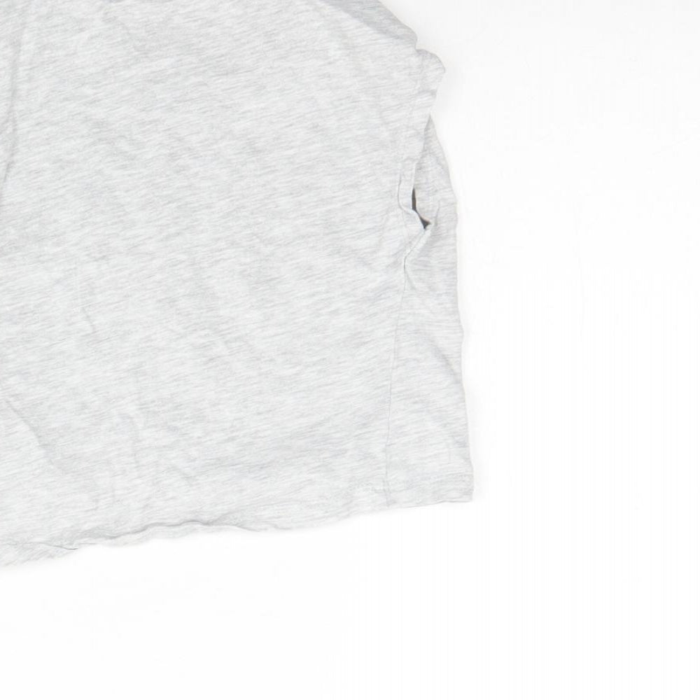 lily & Dan Girls Grey  Cotton Basic T-Shirt Size 3 Years Round Neck
