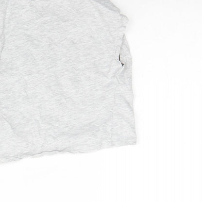 lily & Dan Girls Grey  Cotton Basic T-Shirt Size 3 Years Round Neck